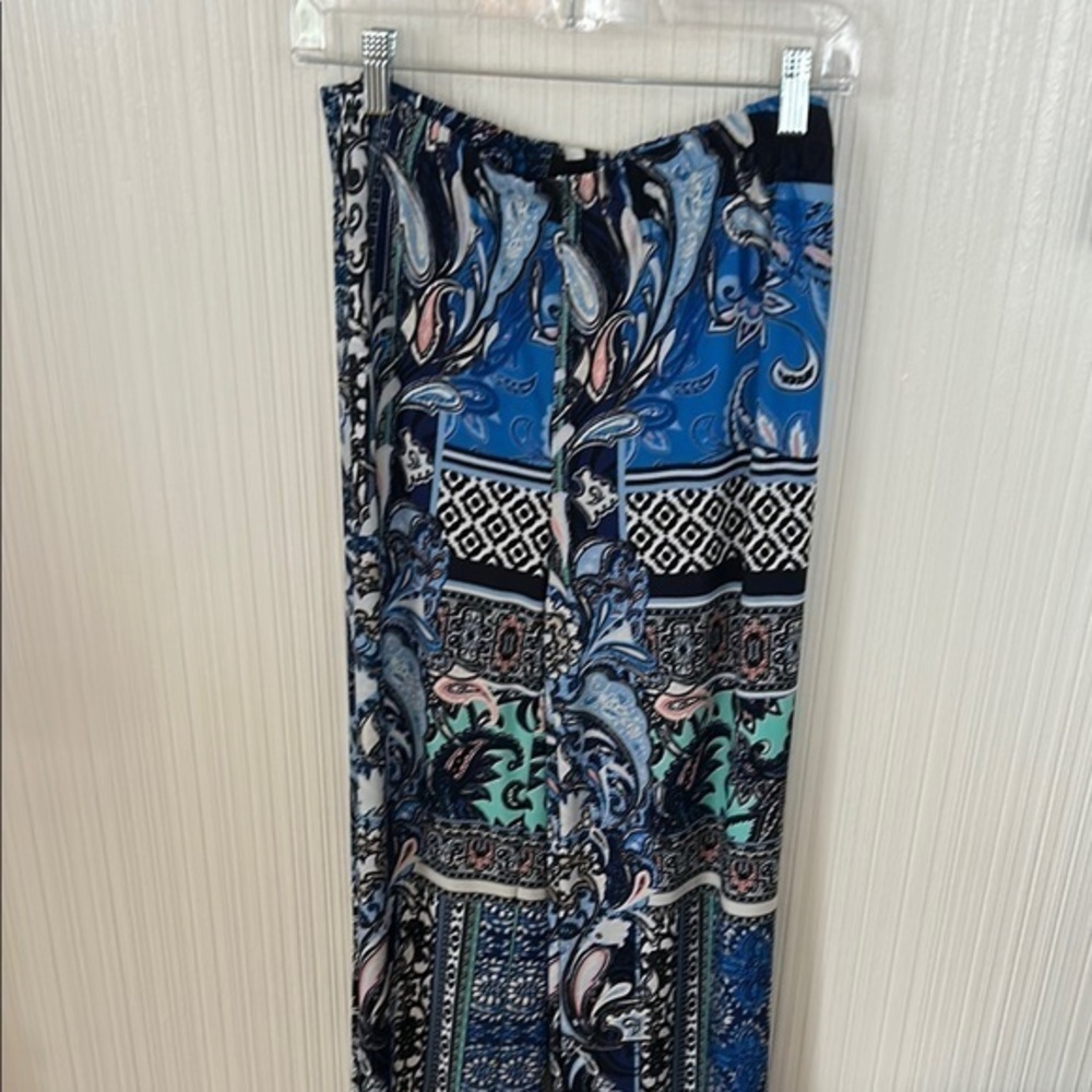 Chicos Blue Paisley Print Palazzo Pants